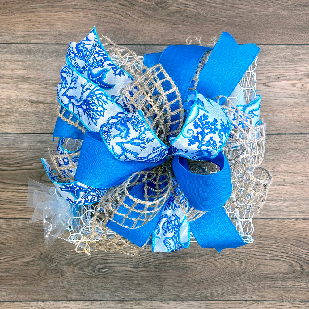 Nautical Turquoise Seahorse Bow Only