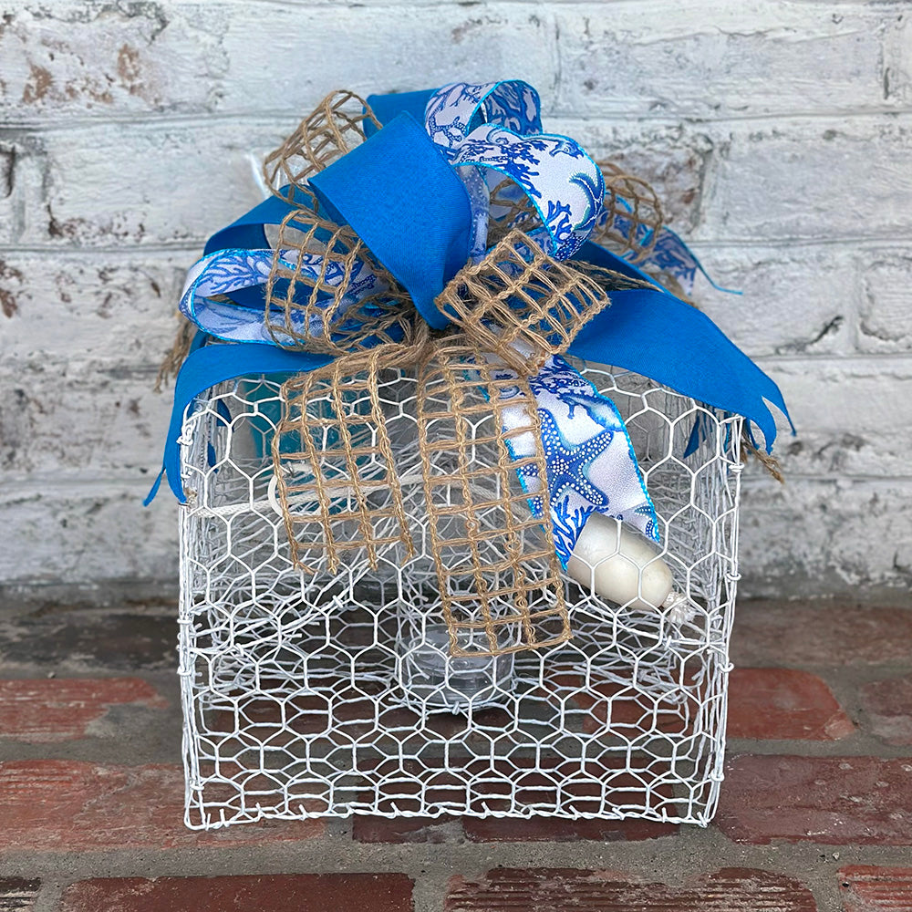 Nautical Turquoise Seahorse Bow Crab Pot Creation