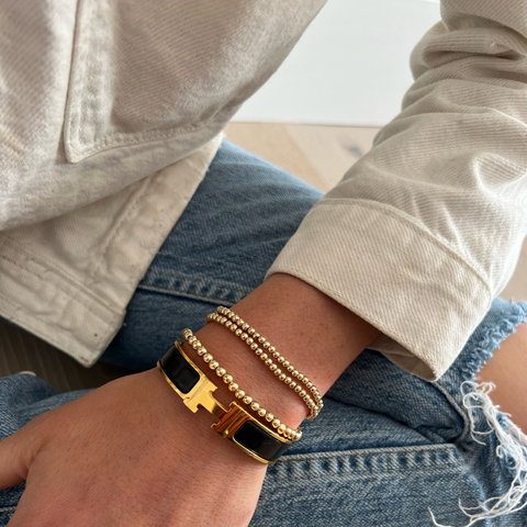 kylar mack - 3MM Gold Ball Bracelet: Gold / 7.5"