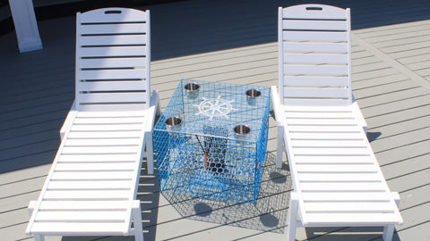 Rough Point Crab Pot Table Blue & White