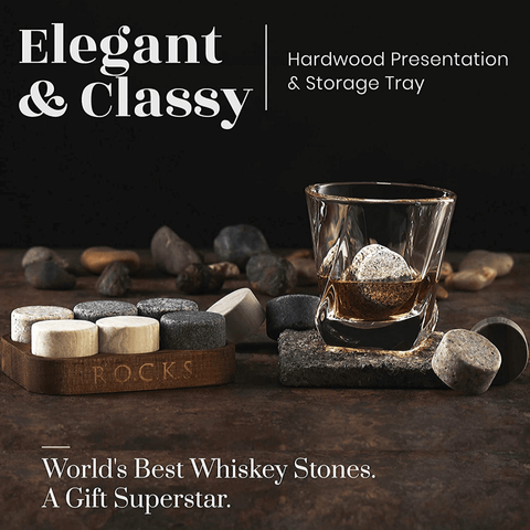 ROCKS Whiskey Chilling Stones - The Gourmet Set - Whiskey Rocks & Bourbon Barrel Aged Coffee