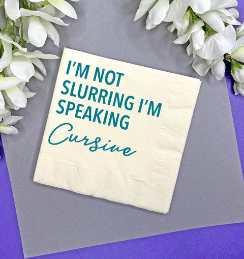 Slurring Speaking Cursive Funny Cocktail Napkins, Gift Store